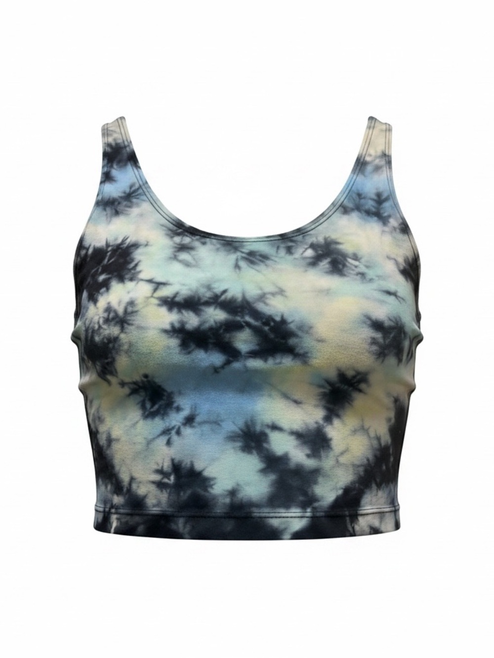 VS Pink- Tie-Dye Scoop Neck Crop Tank Top - Blue/Black